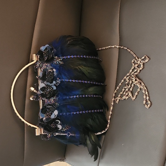 Chico's Handbags - NWOT Chicos Blue Feather Purse
